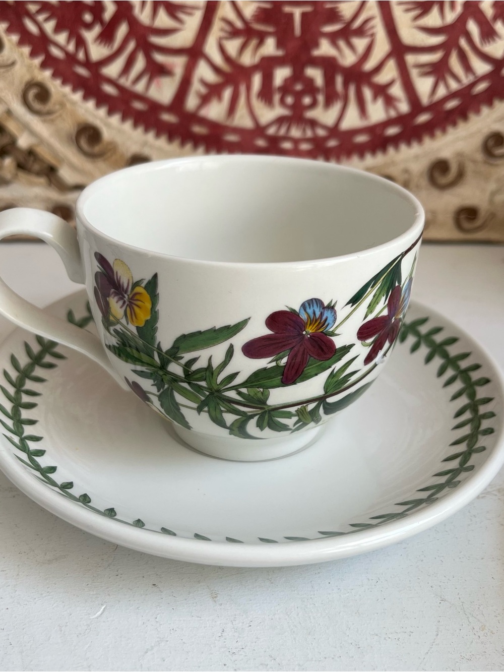 Vintage Portmeirion Botanic Garden teacup and saucer  Heartsease Viola Tricolor